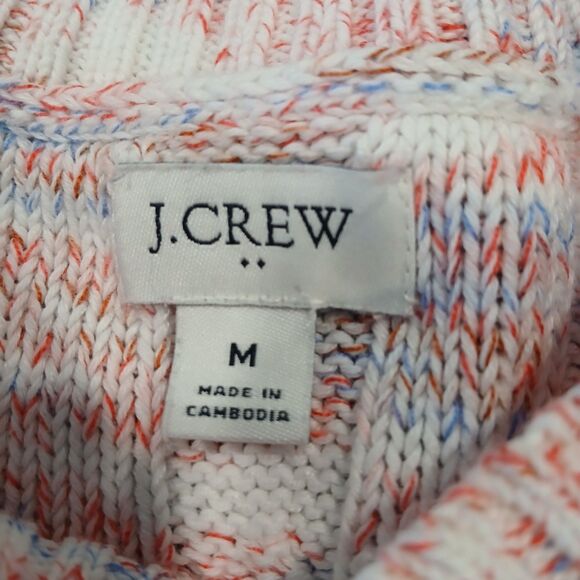 NEW J.CREW Factory Pullover Cableknit Sweater Red White Blue Americana Medium - Picture 9 of 15